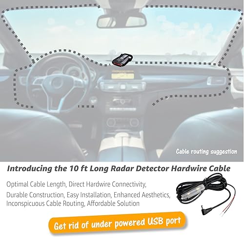 Miniatura 4 de EDOTech Kit de cable de alimentación HardWire directo de 10 pies para detector láser de radar Cobra