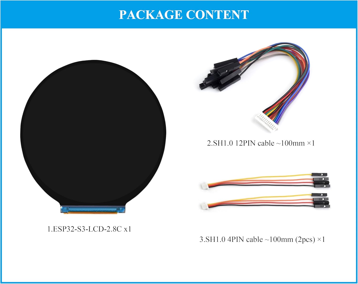 ESP32-S3 2.8inch Round Display Development Board Development Board, 480x480 Resolution IPS Display, 32-bit LX7 Dual-Core Processor, ESP32 with Display, Supports WFi & BLE