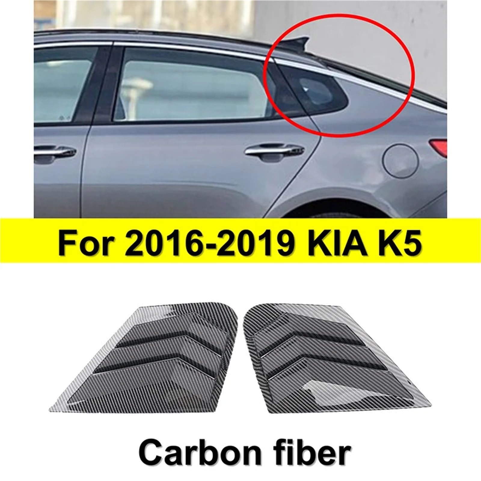 Pasuje do Kia Optima K5 Sedan 2016-2019, tylna żaluzja, osłona bocznej szyby, naklejka ozdobna, wlot powietrza, ABS, akcesoria z włókna węglowego