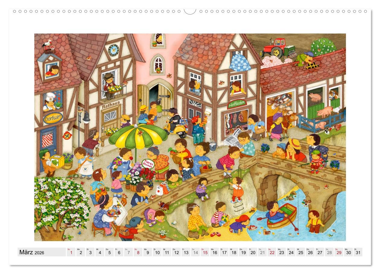Meine kleine Wimmelwelt (hochwertiger Premium Wandkalender 2026 DIN A2 quer), Kunstdruck in Hochglanz: Lustige Wimmelbilder für Kinder (CALVENDO Spass)