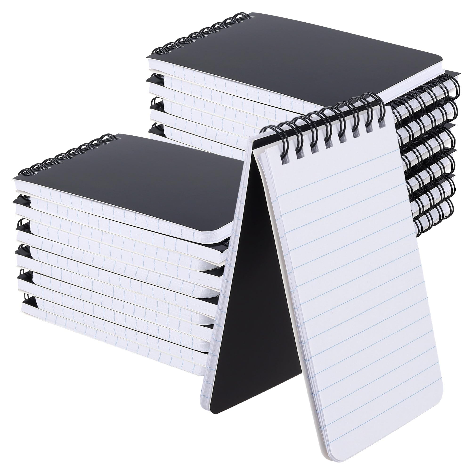CHEUNGR A7 Pocket Notebook, 24 Pack Small Spirals Notepads, 75 Sheets Mini Portable Pocket Notebook, 3 x 5 Inch Ruled Notepads for Home Office Supplies, Black