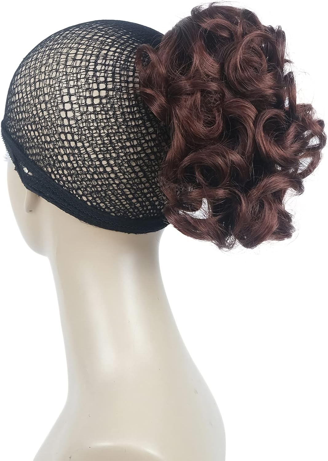 Lydell Short Ponytail Hair Extensions Wavy Curly Synthetic Hairpiece with Jaw Claw (33A Dark Auburn), 8 inches