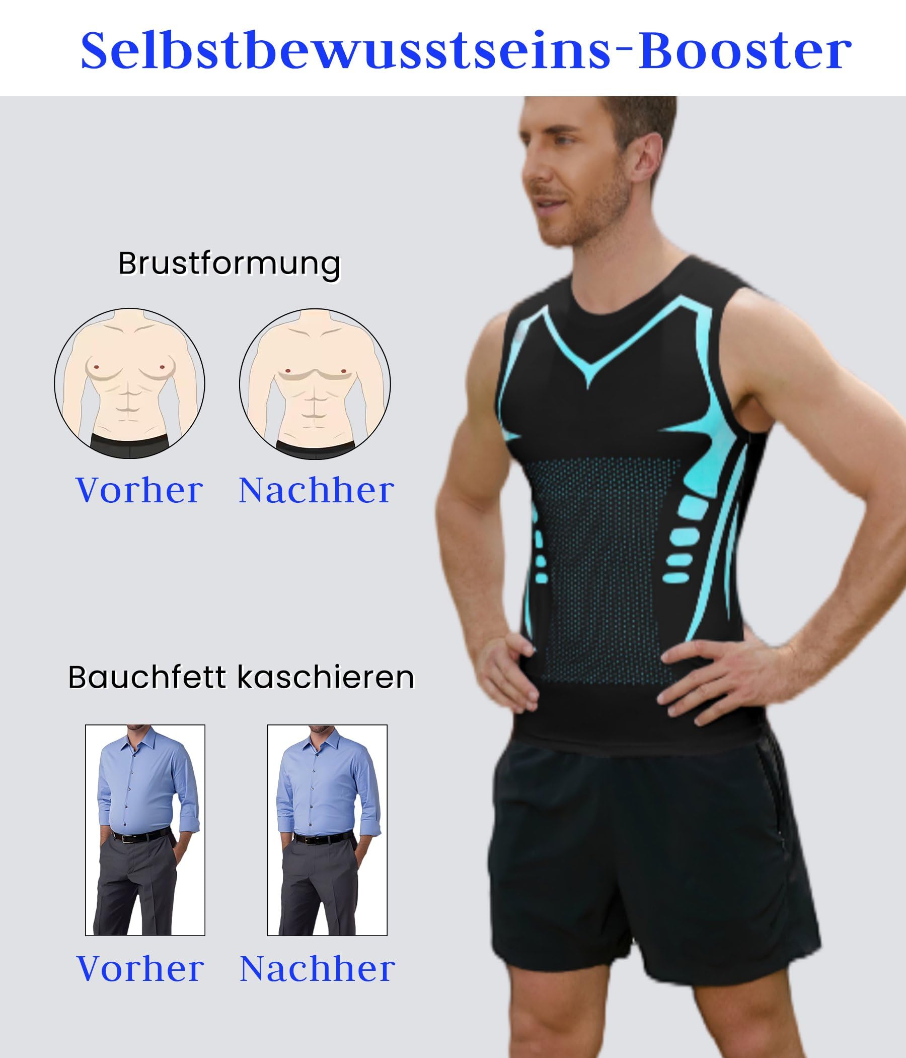 NEMXCE Kompressionsshirt Herren Shapewear Compression Shirt Bauchweg Unterhemd Body Shaper Tank Top Funktionsshirt