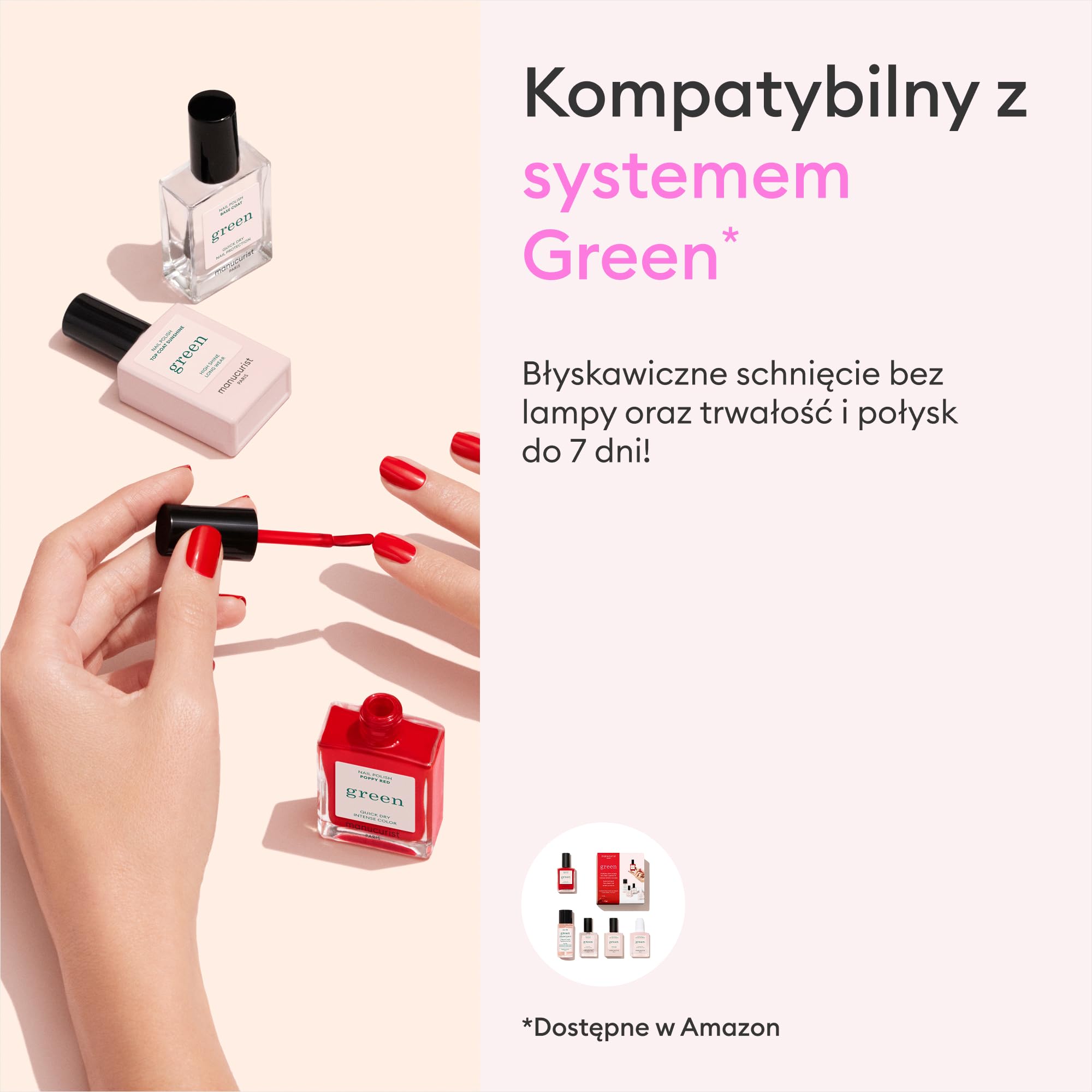 Manucurist - Duo lakierów Jelly Green™ Sugar Plum & Pomme d’Amour - Transparentne lakiery do paznokci - półkryjące wykończenie jelly ultra glossy - 82,5% składników naturalnego pochodzenia - 15 ml