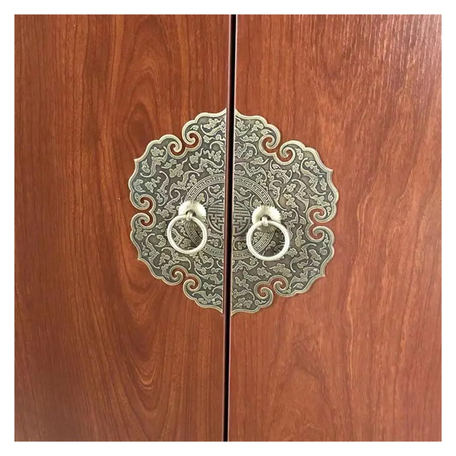 Aldaba De Puerta Manija de latón for gabinete, accesorios for muebles, zapatero, puerta de armario, manija Retro, decoración del hogar Para Puertas Delanteras Y Porches Principales(Diameter180mm gold)