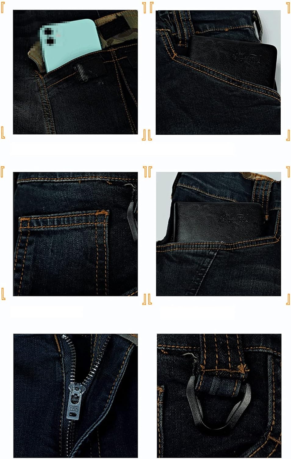 KEHAIOO Men Stretch Multi Pockets Tactical Denim Pants, Casual Combat Army Working Pants, Military Cargo Jeans Trousers