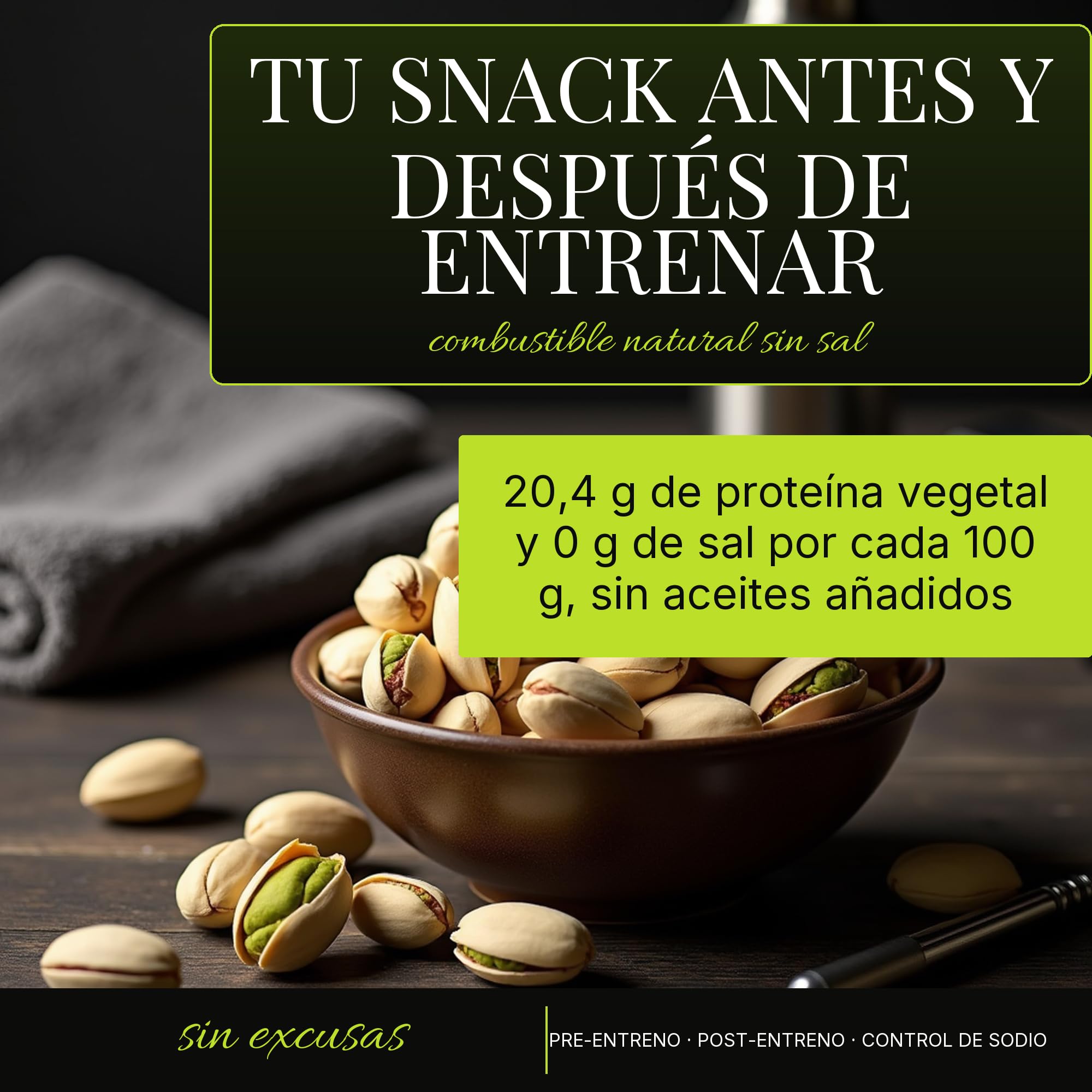 Pistacchi coltivati in Spagna, tostati e salati, SENZA SALE. 4x250 grammi
