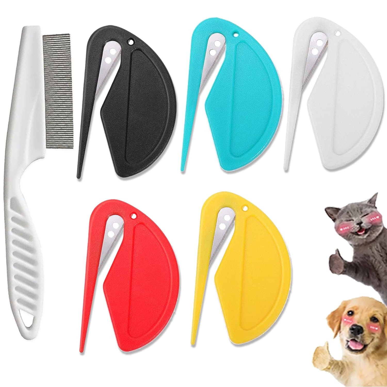 5PCS Pet Knotting Comb for Cats, De Knotting Comb for Dog, Knotting Comb Pet Grooming Tool for Removing Tangled and Grooming Loose Knotted Hair