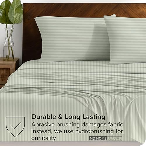 Miniatura 123 de Juego de sábanas de bolsillo extra profundas (4 piezas) 100% algodón egipcio de 400 hilos, bolsillo profundo de 22 pulgadas, sábana bajera ajustable