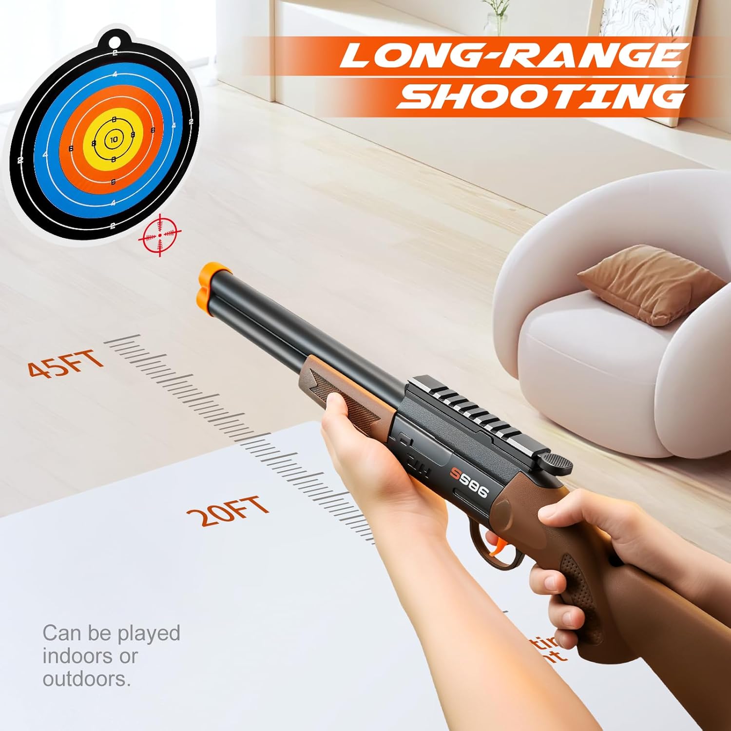 Toy Gun for Outdoor Battle, 25 Inch Double Barrel Shotgun Toy,with 20 Soft Bullet Darts,Toy Foam Blasters Fake Guns for Teens & Adults, Realistic Shooting Games Gift for Age 8-12 Years Old