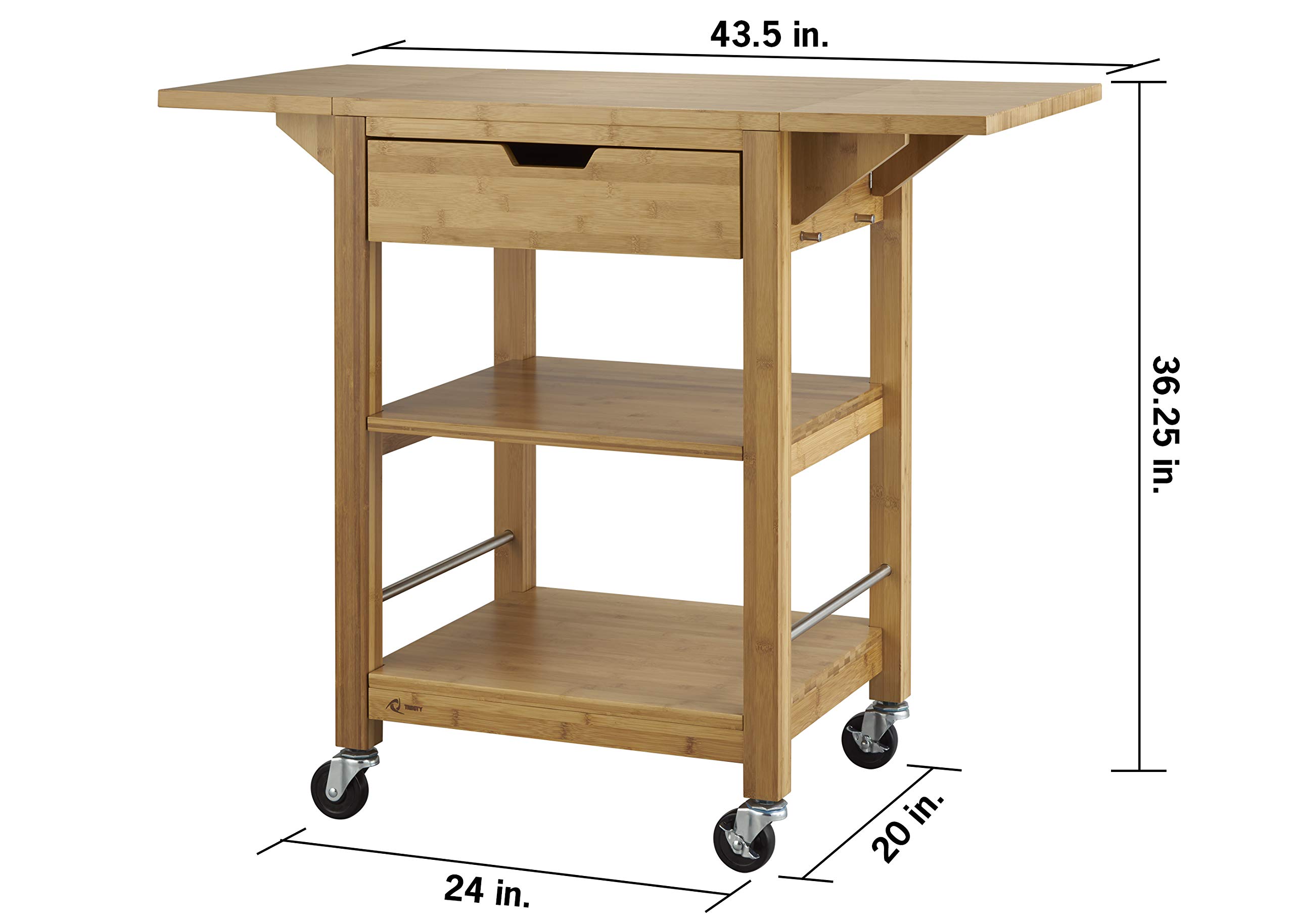TRINITY 24" Bamboo Kitchen Cart w/Drop Leaf