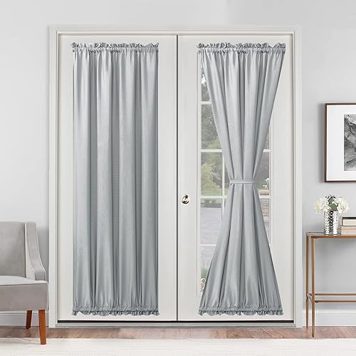 Miniatura 99 de Hiasan Cortinas para ventana de puerta delantera, bolsillo para barra, cortina de privacidad semitransparente para puerta francesa, 1 panel