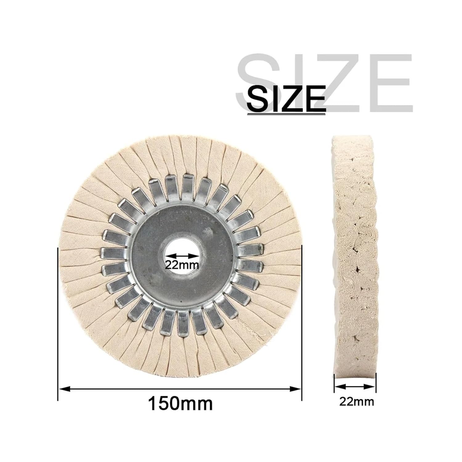 6" Cotton Airway Buffing Wheel 150 * 22 mm Cloth Open Bias Polishing Buffs Wheel Abrasive Tool for Bench Grinder(150x22mm)