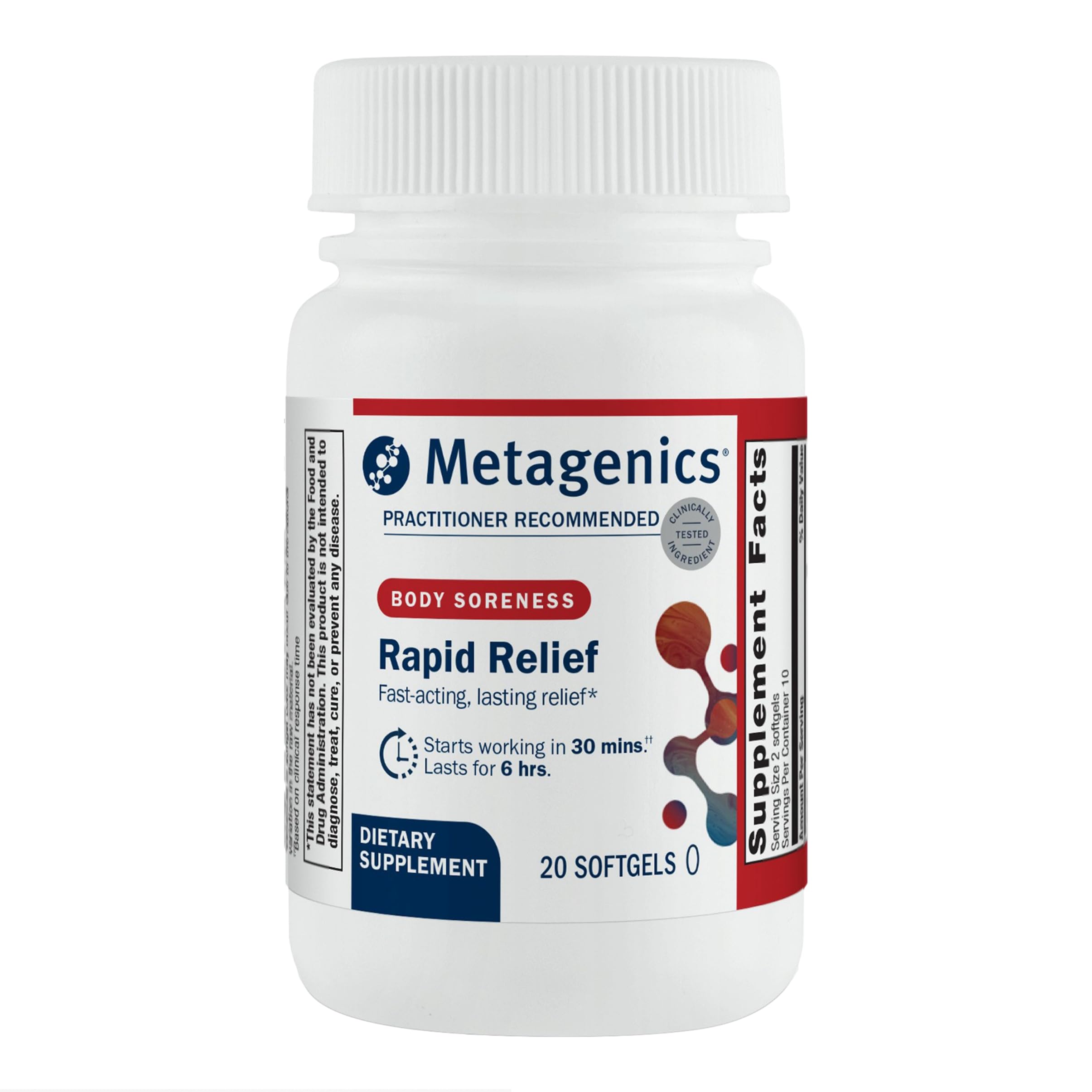 Metagenics Rapid Relief - Herbal Softgel with Turmeric & Boswellia - Supports Fast Relief for Muscle, Back & Joint Discomfort* - Drug-Free, Non-GMO, Gluten-Free - GMP Certified Facility - 20 Softgels
