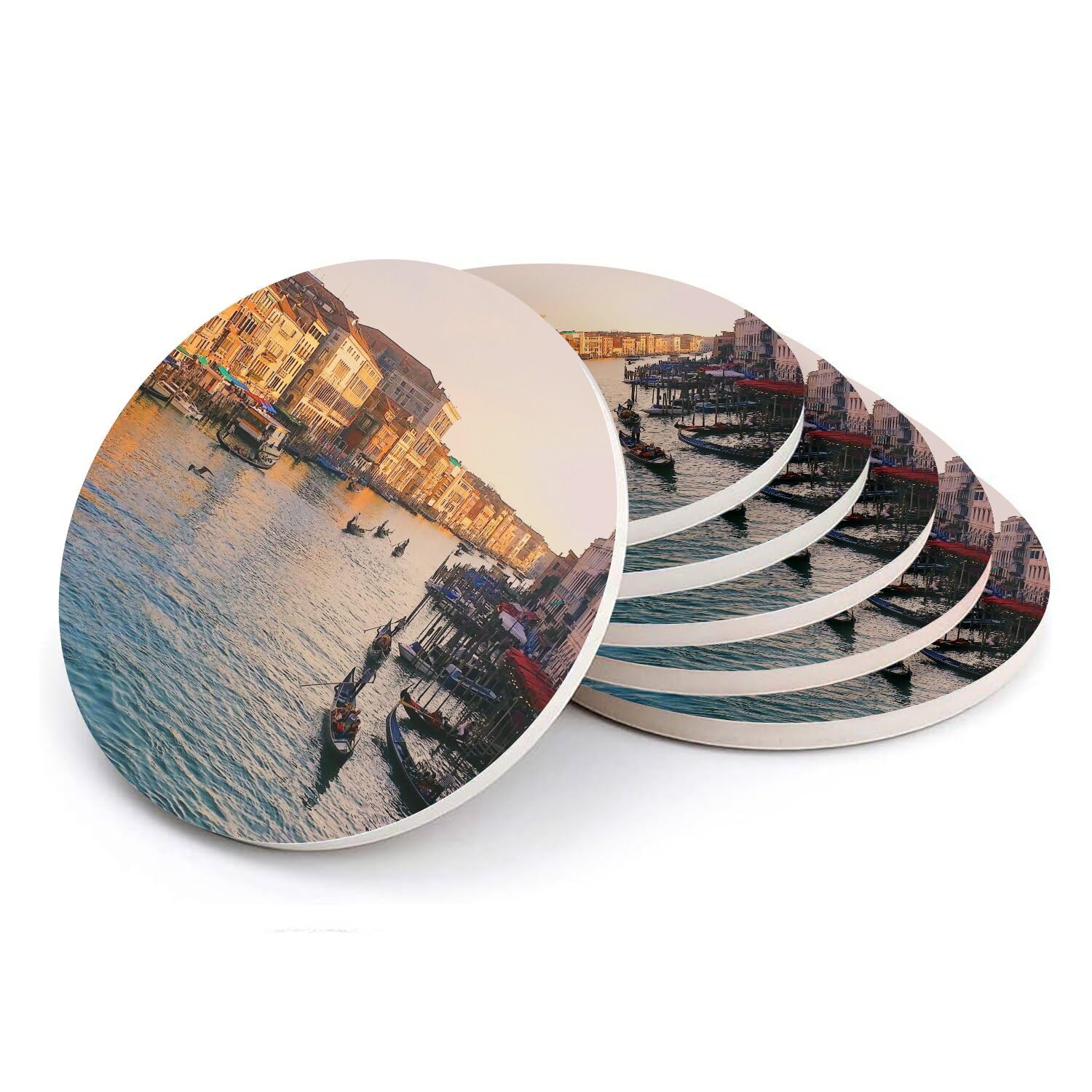 Sous-verre ronds en céramique Venise Italie lot de 6 dessous de verre