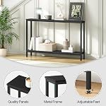 HOOBRO Console Table, 120 cm Narrow Sofa Table with Shelf, Industrial Entryway Table for Living Room, Hallway, Foyer, Corridor, Office, Wood Look Accent Entrance Table, Black BB20XG01G1