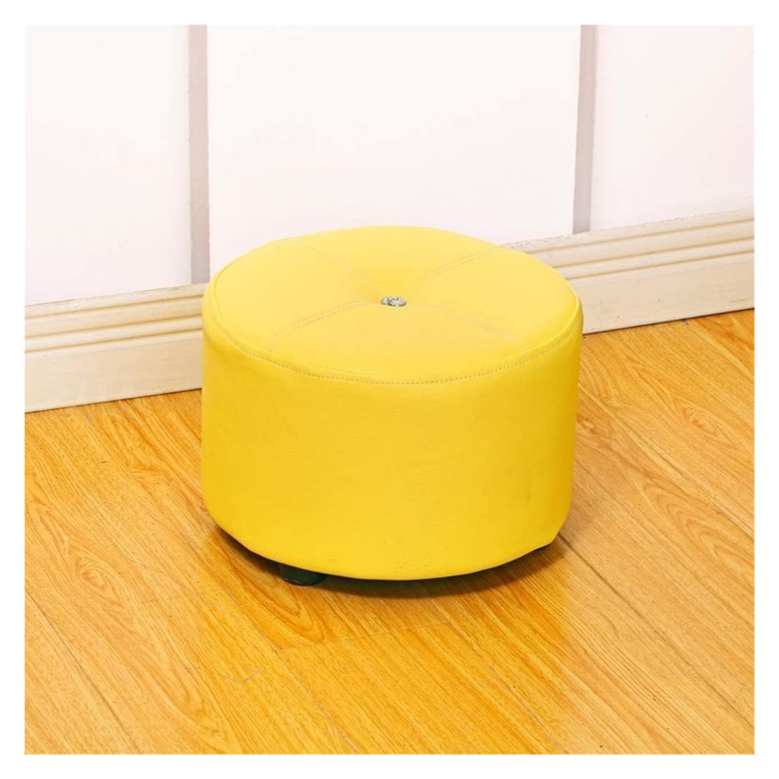 Pouf rond en cuir au design chic et finitions haut de gamme