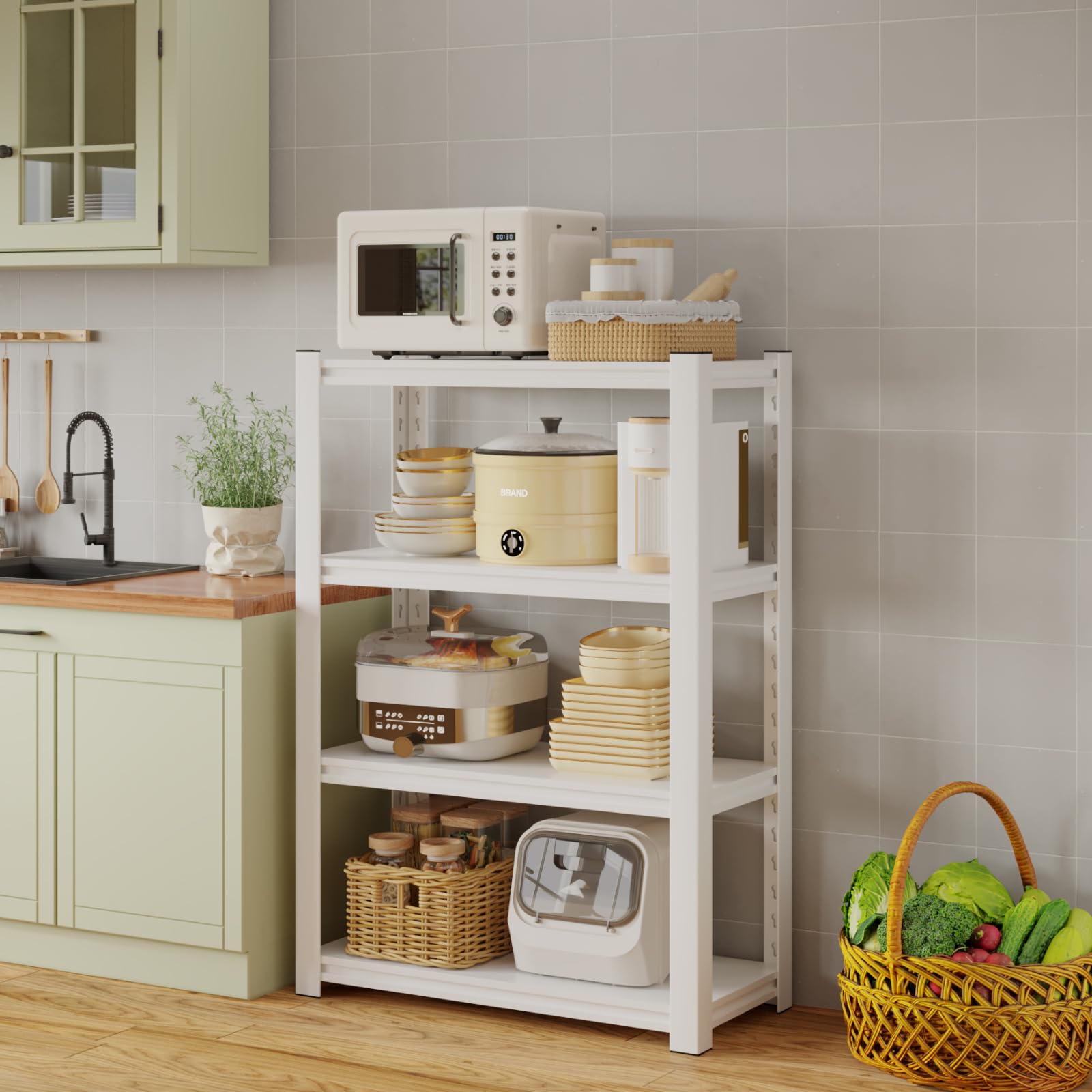 HOME CUBE 4 Layer Metal Storage Rack Stand with Adjustable Boltless Shelf Display Rack Kitchen Storage Rack Multipurpose Stand for Oven Stand Office Garage Shops Salon Space Saving Storage Organizer-picture-40
