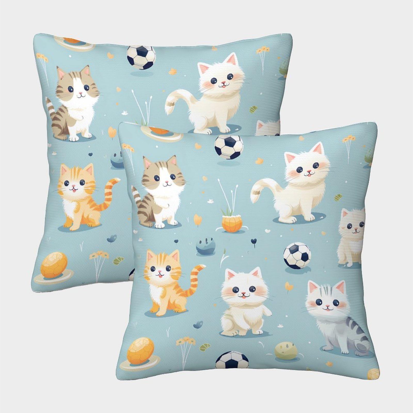 QFVANSIYO Cute Kitten 3D Printed Microfiber Pillowcase for Adult Teen Bedroom Bedding Decor Cat Pattern Pillow Cover Soft Breathable 40x40cm