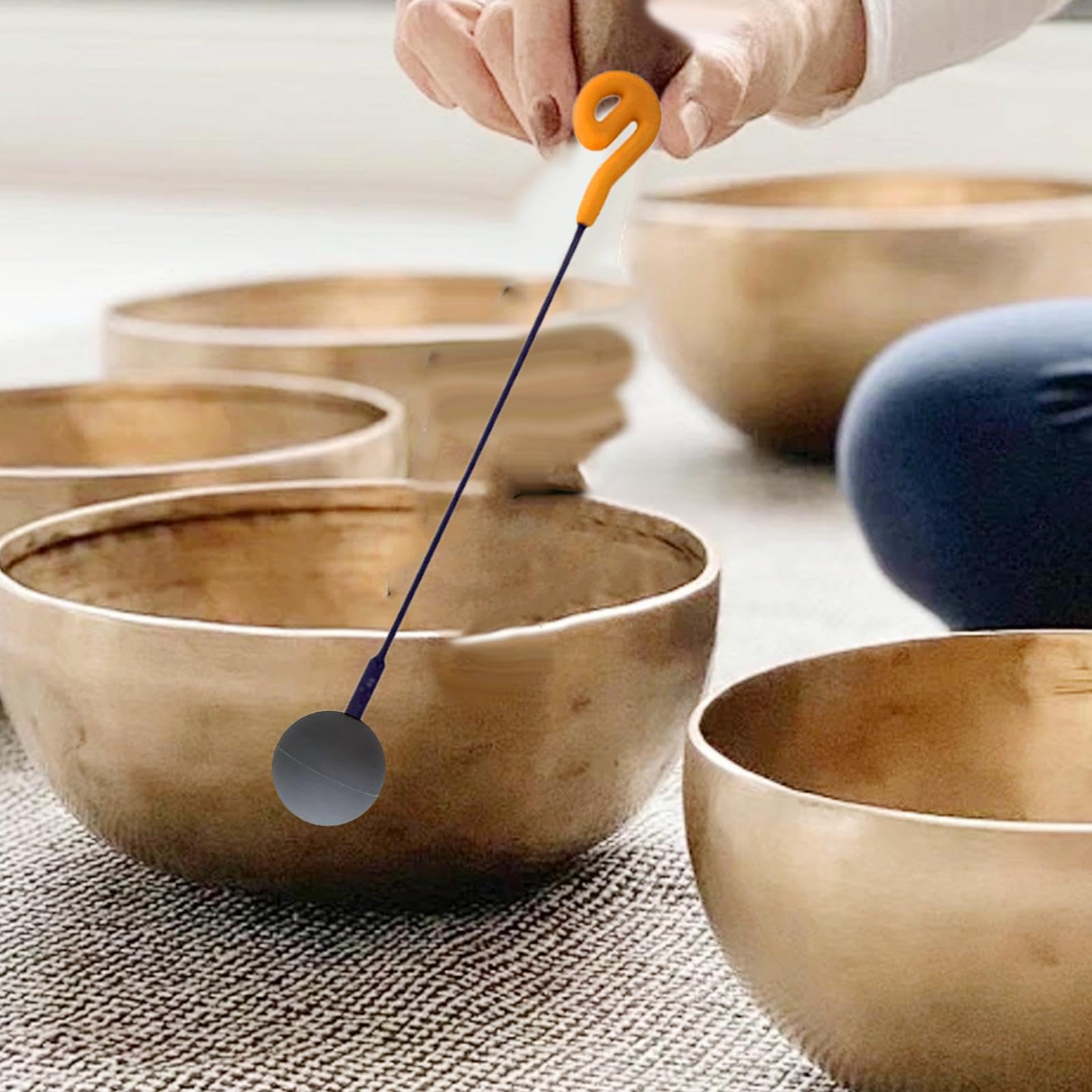 Friction Gong Mallet Doppelkopf, 27cm, Akustikklöppel, Resonanzhammer mit Gummikopf für Meditation und Klangreisen, Widerstandsfähigem Gummi Klangstab, Orange