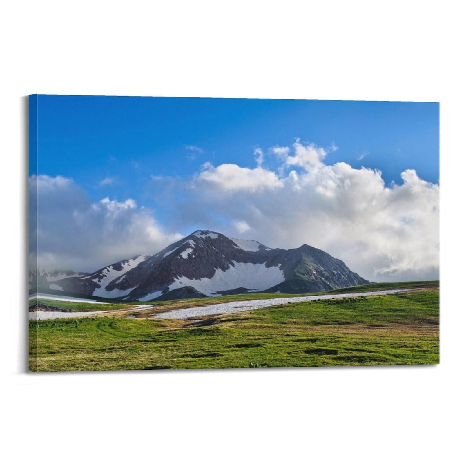 CXHJCA Mural Nature Poster Meadows Snow Mountains Clouds Poster Decorative Painting Canvas Wall Posters And Art Picture Print Modern Family Bedroom Decor Posters 24x36inch(60x90cm)
