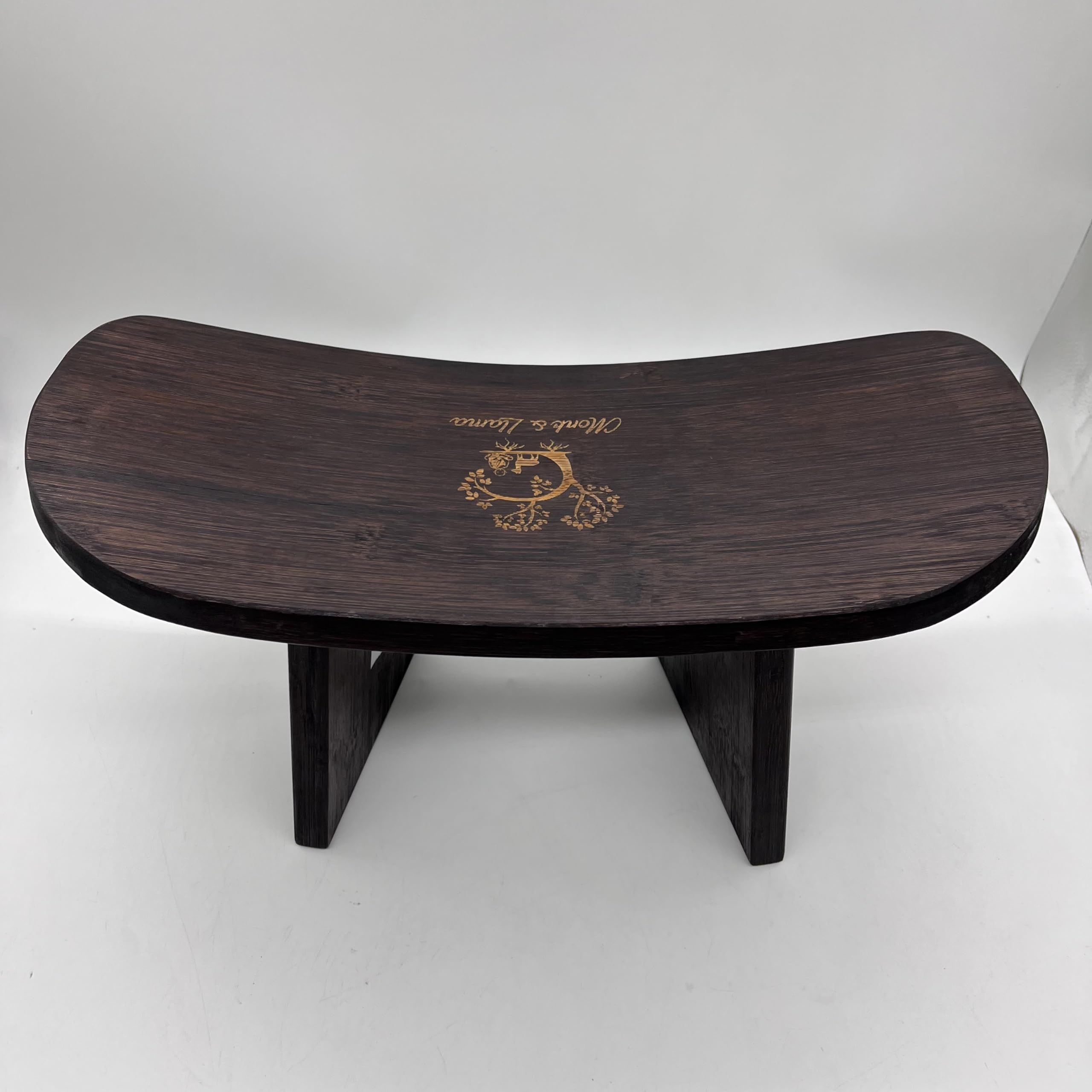 MONK & LLAMA Standard Meditation Bench - Bamboo Kneeling Stool With Folding Legs and Cushion - Ergonomic Yoga Bench for Extended Practice