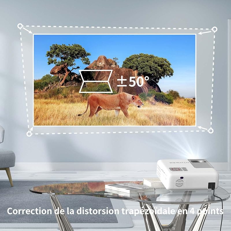 WEWATCH V53 Pro 4K WiFi Projektor, 350 ANSI Lumen, 230" Szélesvásznú Vetítés, Bluetooth, Full HD 1080P, iOS/Android Kompatibilis, Otthoni Mo