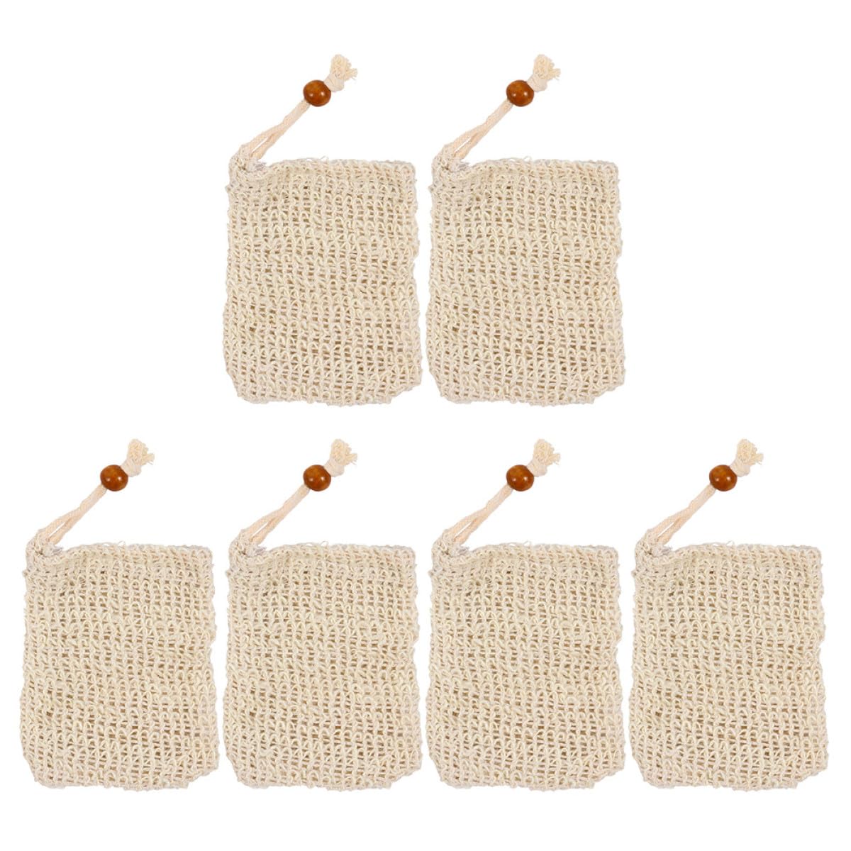 jojofuny 6pcs Drawstring Soap Foaming Bags Beige Mesh Soap Storage Pouches Bathroom Drying Holders for Home Shower Use
