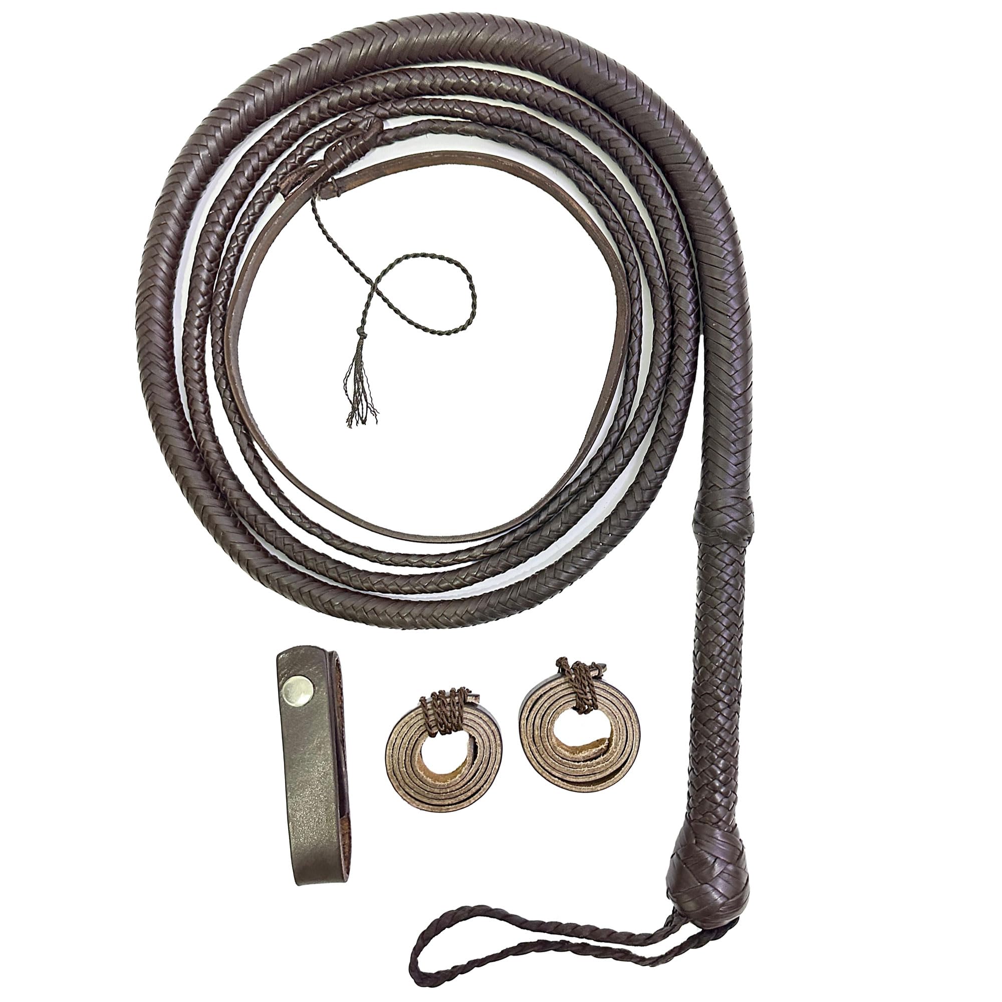 Bull Whip 06 to 16 Feet 12 Strands Genuine Cowhide Leather Equestrian Bullwhip Leather Belly & Leather Bolster Inside (12