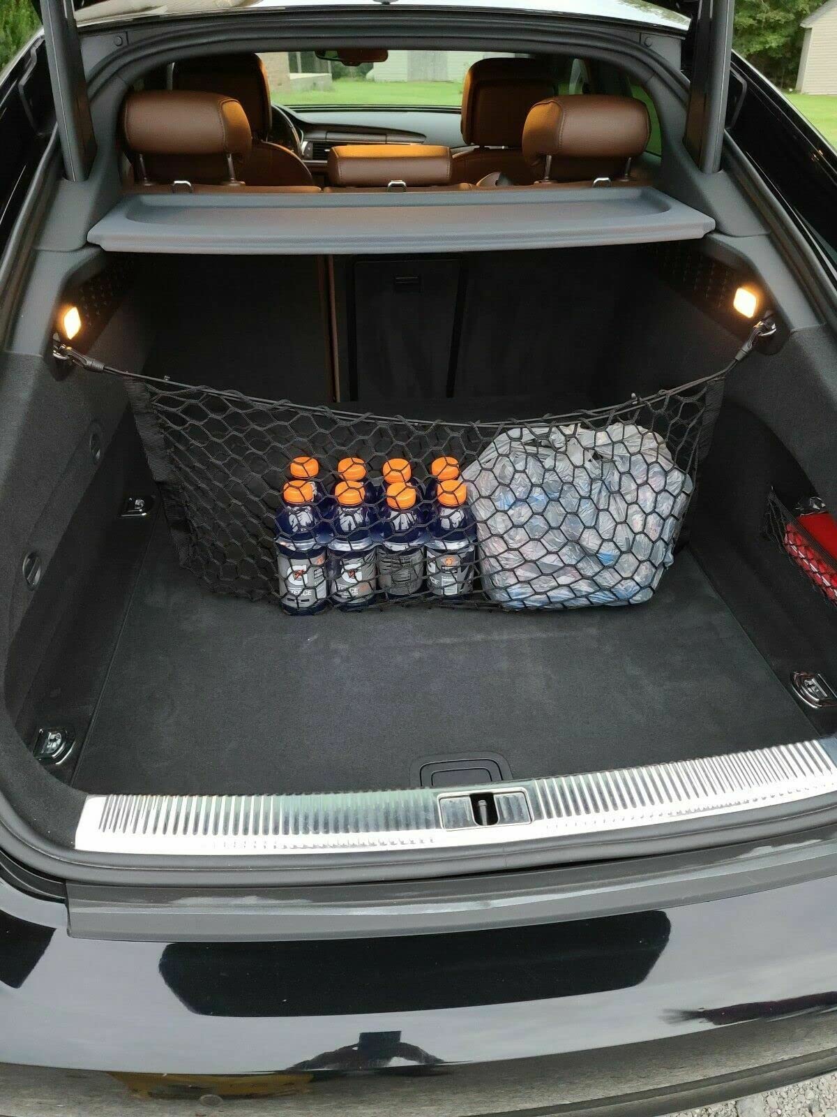 EACCESSORIES EA Premium Mesh Car Trunk Organizer - Black Nylon Hook Cargo Net for Audi A7/S7/RS7 (2012-2023) - Envelope Style Cargo Net for Hatchback