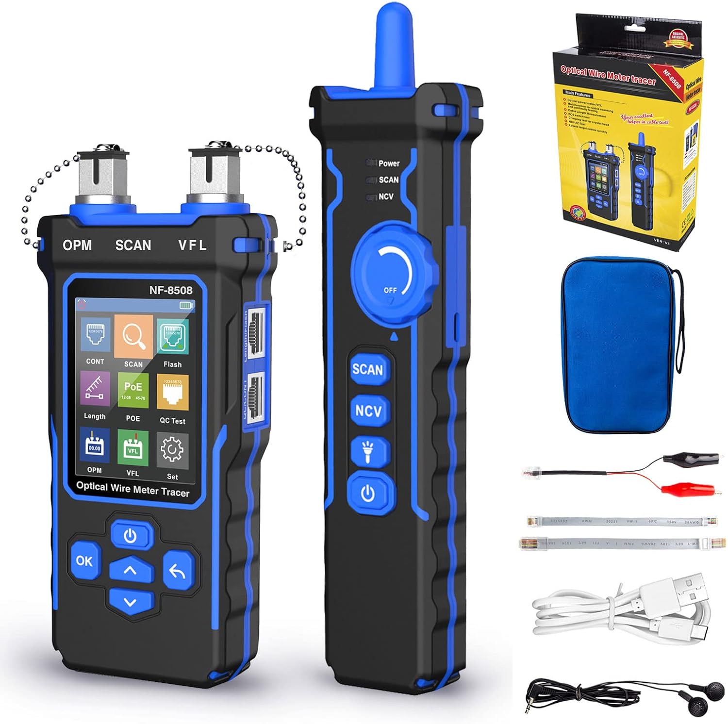 New Upgraded Network Cable Tester with Optical Power Meter VFL,RJ11