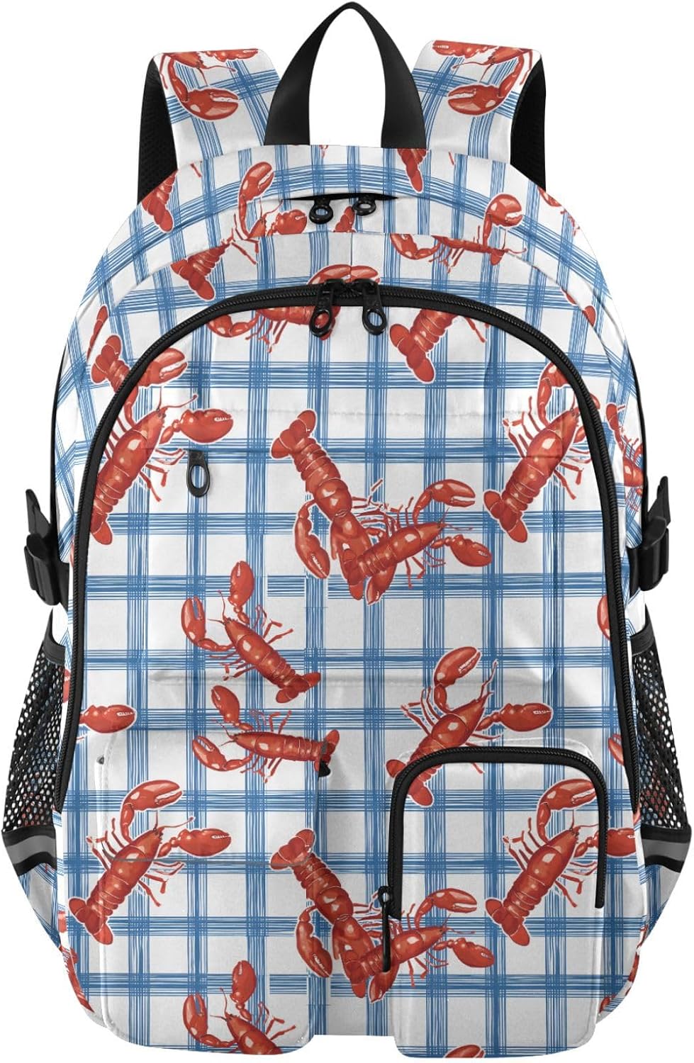 Crayfish Blue Checkered Backpack College Laptop Backpack