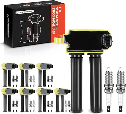 Miniatura 9 de A-Premium Paquete de 8 bobinas de encendido (negro) y 16 bujías de iridio compatibles con Dodge Ram 1500 2500 3500 Durango Challenger Charger y Jeep