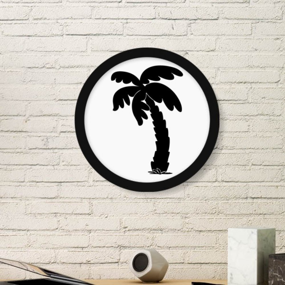 Peinture de plante de cocotier dans son cadre photo ronde en bois pour chambre zen
