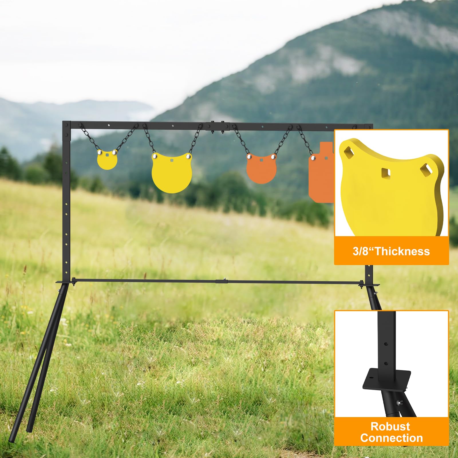 Bersaglio in acciaio AR500 spesso 3/8" per tiro bersaglio kit sistema stand per campo esterno e pratica di tiro