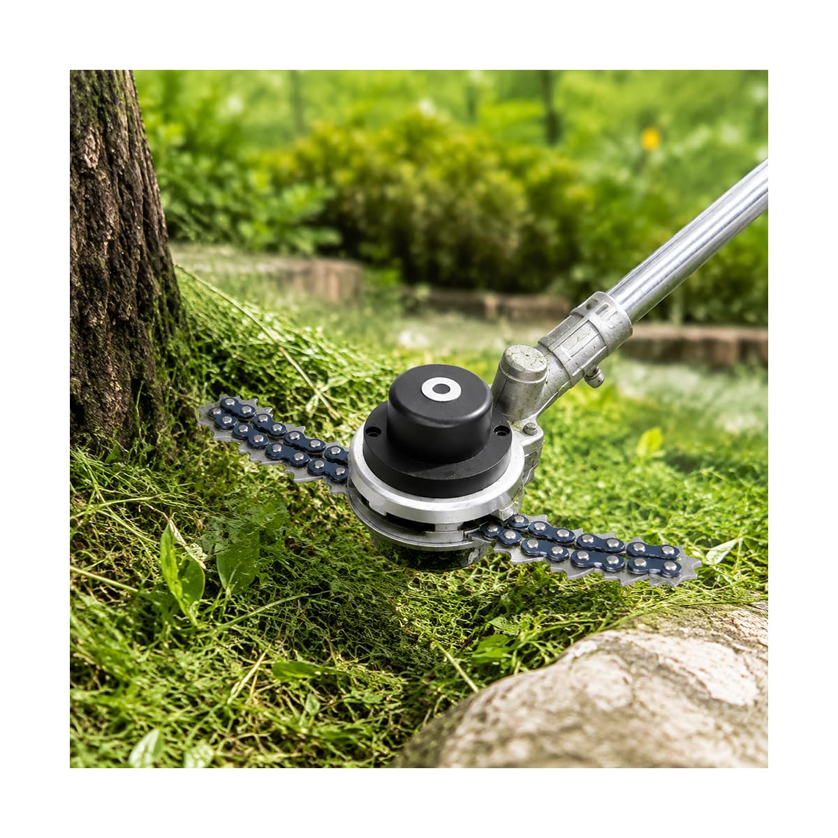 Głowica trymera łańcuchowego do mocowania podkładki 25,4 mm dla Blue Bird BC 520 2016-2026, wytrzymała głowica tnąca do chwastów przecinarka szczotka trwały łańcuch ostrze tarcza przycinanie trawy