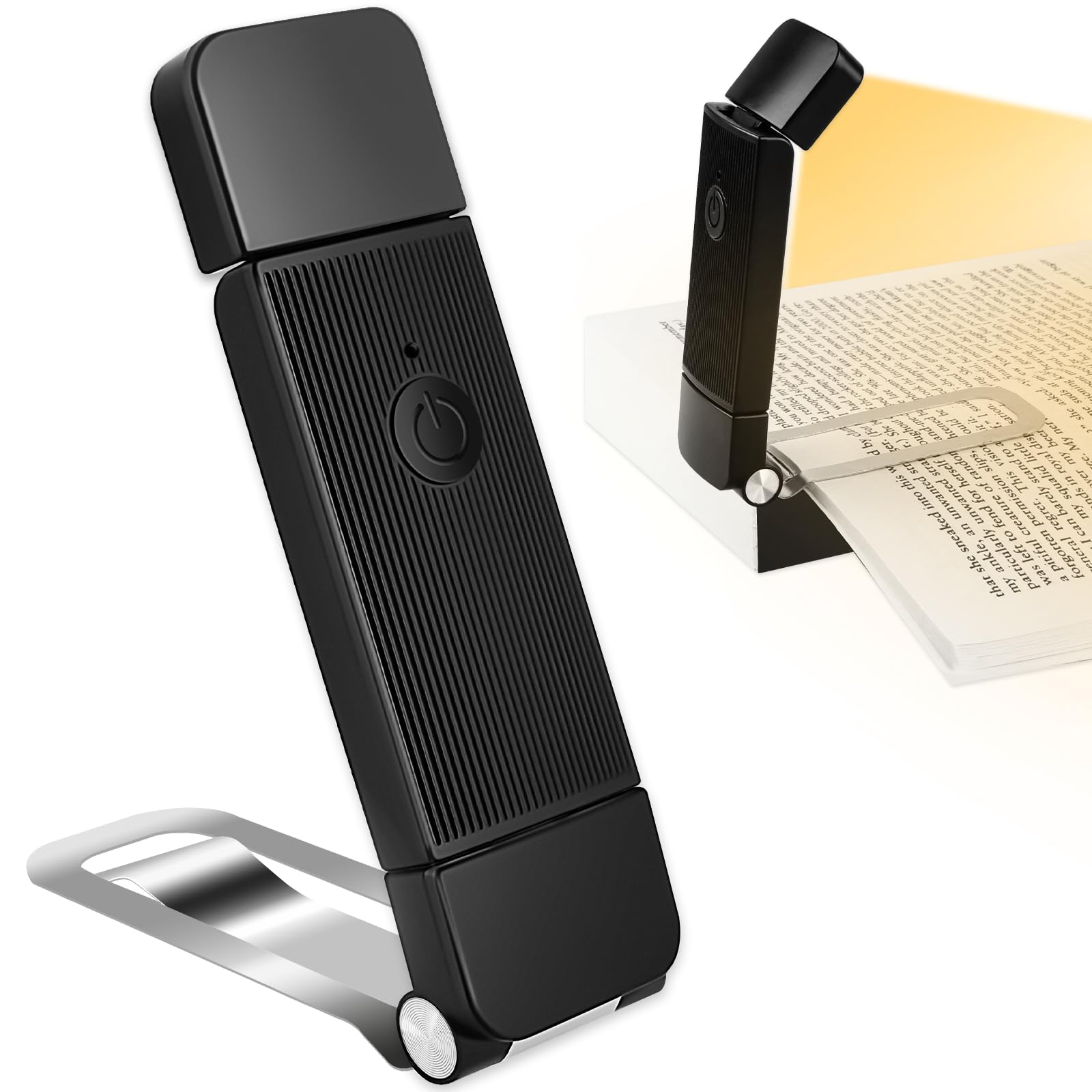 elzle Leselampe Buch Klemme, Lange Laufzeit Buchlampe zum Klemmen, Augenschonende Leselicht, Leselampe Kinder mit 3 Helliggkeitsstufen, Wiederaufladbare Buchlampe Perfektes für Lernen(Schwarz)