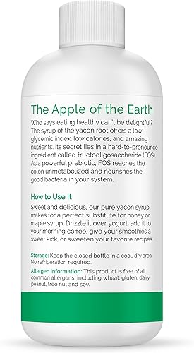 Miniatura 3 de Jarabe de yacón orgánico, galardonado 100% fibra prebiótica pura certificada por paleo, edulcorante natural, sin OMG, superalimento de raíz de yacón
