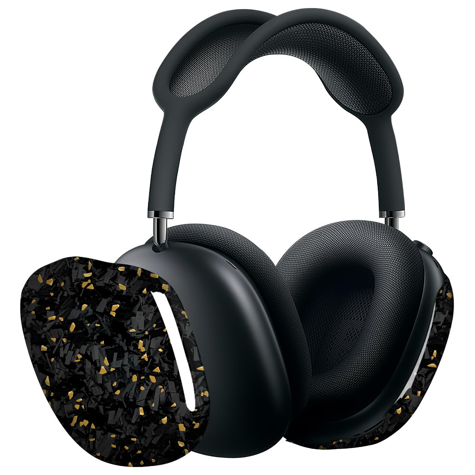 MONOCARBON Real Carbon Fiber Case for AirPods Max (2024/2020), Military-Grade Protective Hard Cover for Apple Max Headphones, Unique Forged Glossy, Scratch-Resistant, Essential Accessories-Gold