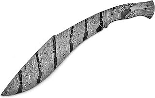 Damascus Steel Kukri Knife Blanks for Knife Making 15 inch Handmade Full Tang Kukri Machete Knife Blank Blade Billet - Silver Edge Knives