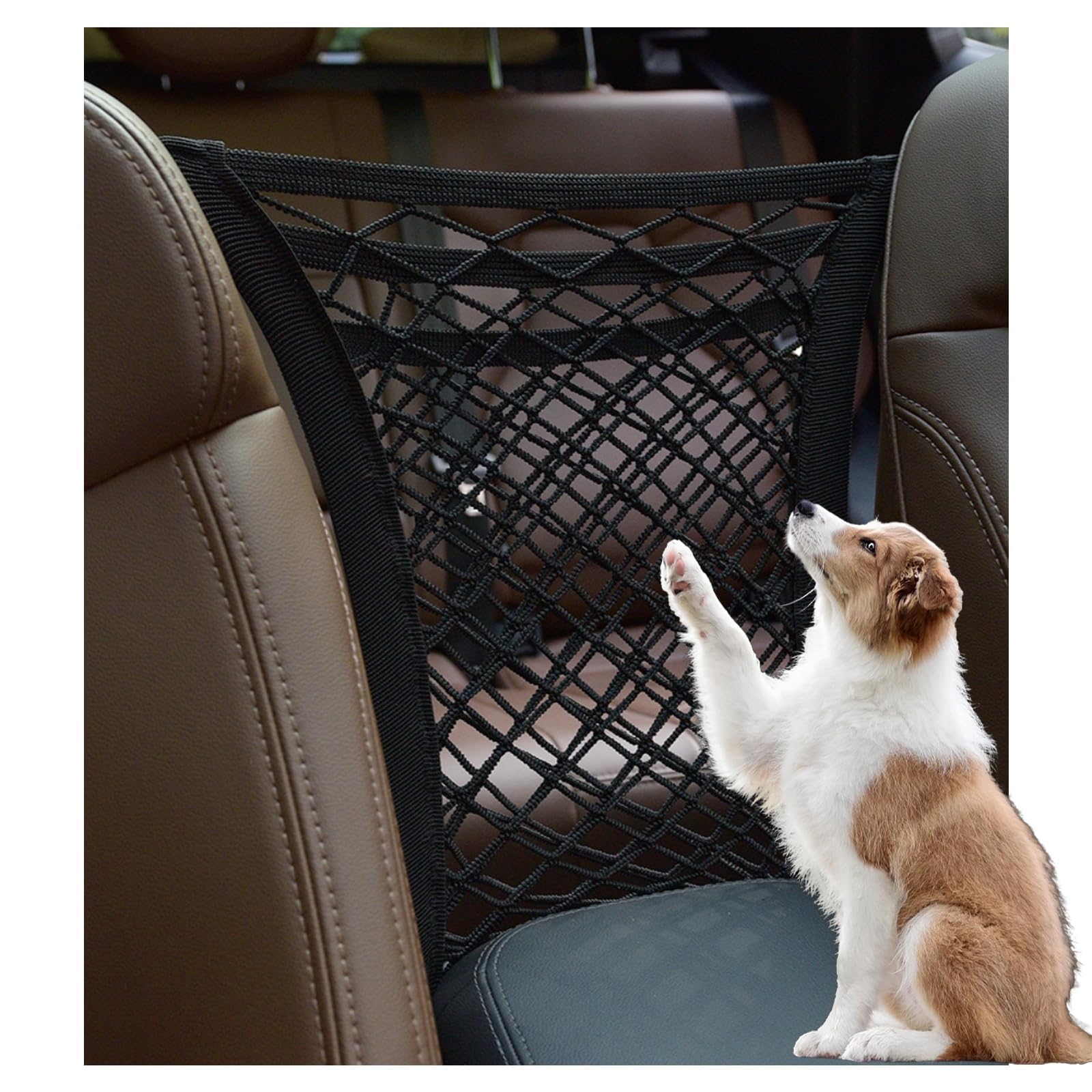 HVCRJY Car Dog Barrier Suitable for Nissan Frontier II Crew Cab (D40) 2005-2009, Safety Net Divider Tear-resistant Pet Travel Protector Between Front Seats Pocket Design