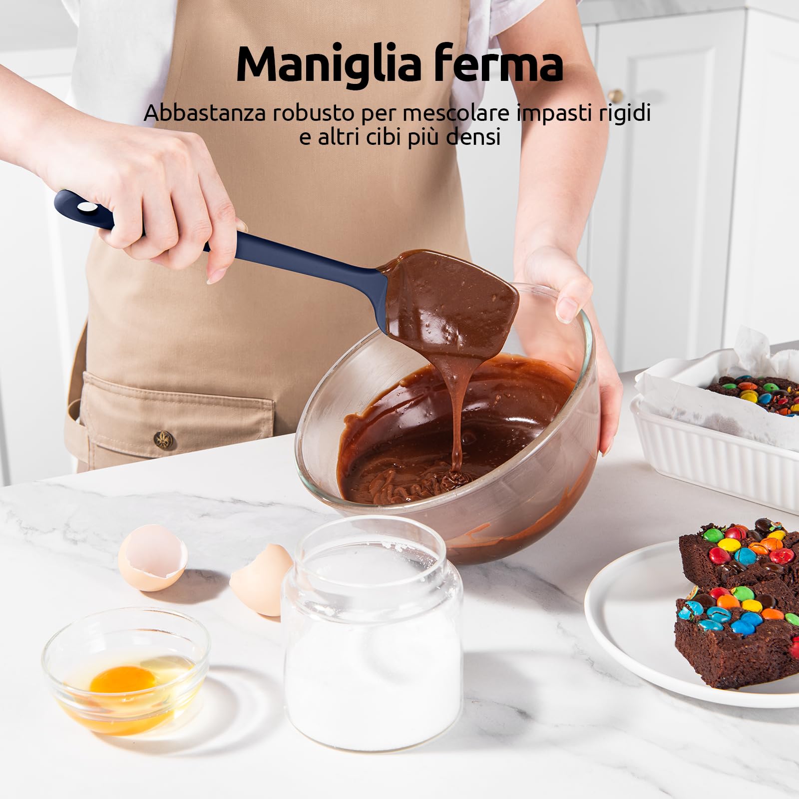 Cucchiaio Spatola Silicone Set 3: U-Taste 315℃ Resistenza al Calore Leccapentola in Gomma Flessibile senza BPA, per Cucinare Raschiare Mescolare, Utensili da Cucina (Multicolore)