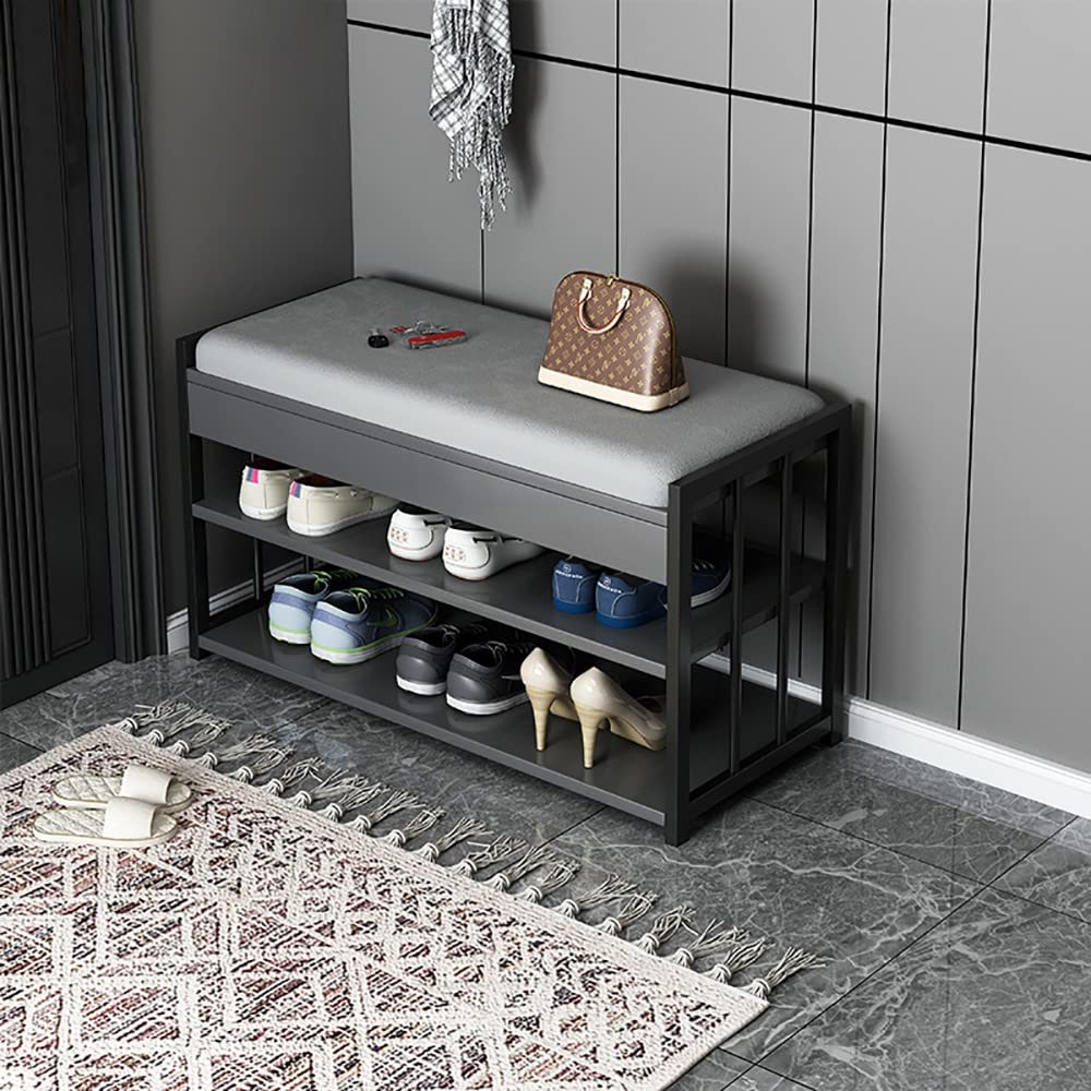 Banc de rangement à chaussures pour entrée étroite supportant 100 kg avec assise