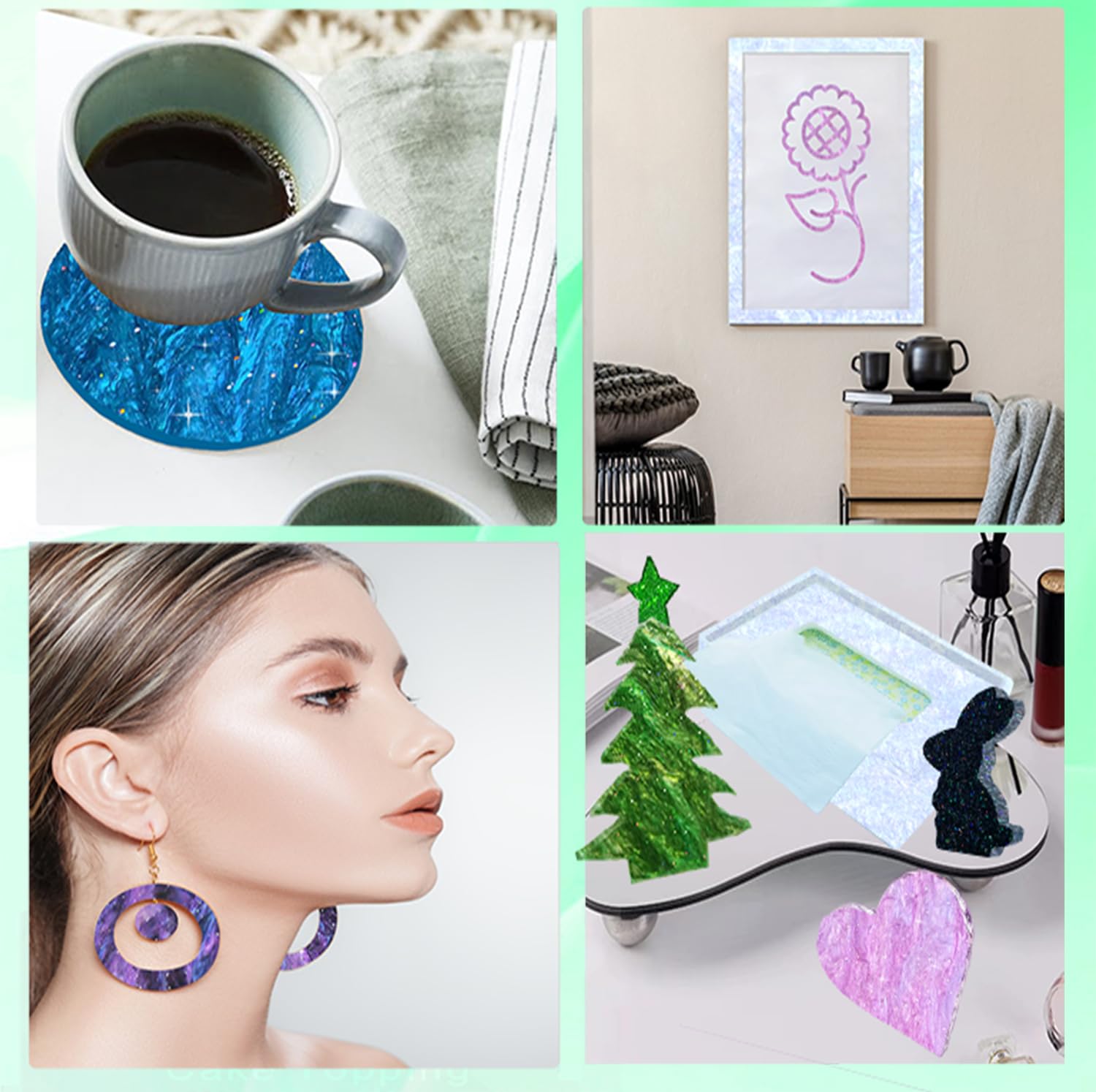 Glitter Acrylic Sheets - 6 Colors, Nebula Swirls -5