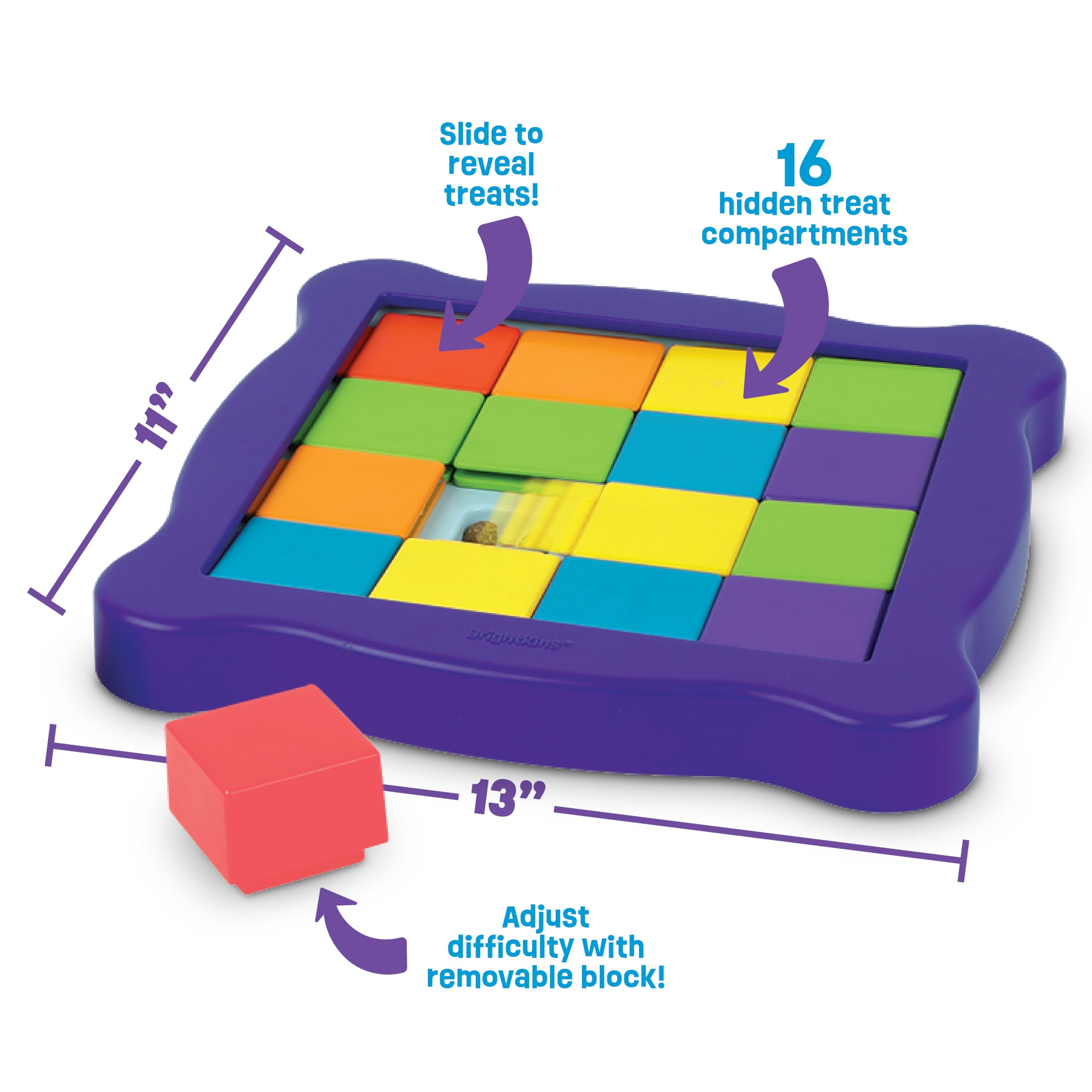Brightkins Pup Pixel Treat Puzzle, Interactive Dog Toys, Dog Puzzle Toy, Slow Release Dog Treat Feeder, Multicoloured - Image 3