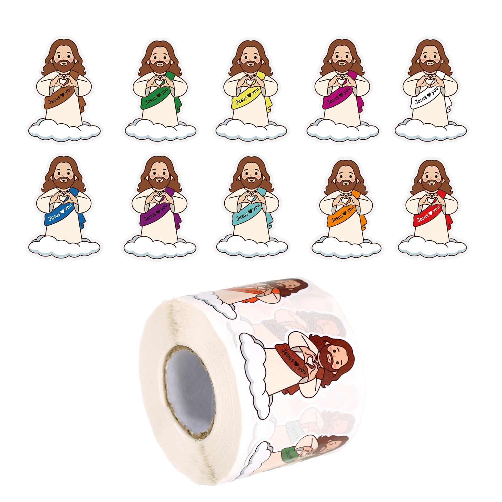 500 Pcs Jesus Love You Stickers, Little God Religious Encouraging Affirmation Positive Christian Stickers for Kids Sunday School Church Vacation Bible School Classroom Rewards Religious Gifts