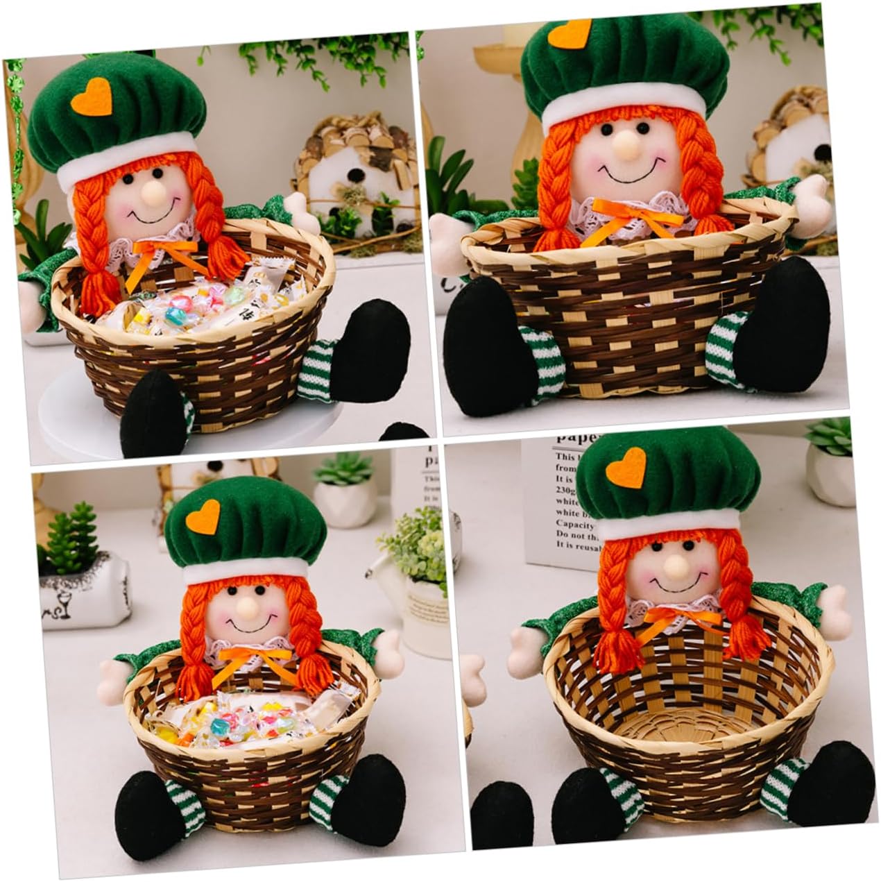 Cabilock Patrick's Day Candy Basket Adorable Leaf Design Versatile Storage Container for Treats for Home Office and Festive Decor for Celebrating Patrick's Day