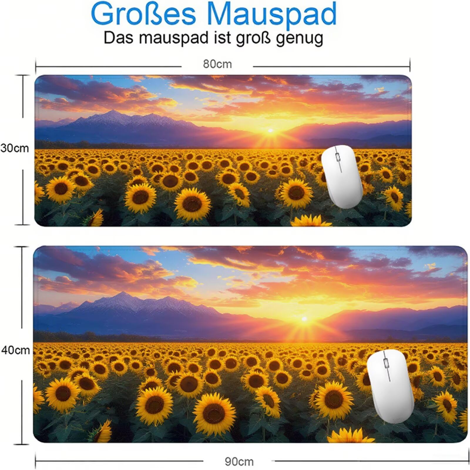 Żółta podkładka pod mysz dla graczy XXL 1400x600x3 pod ręką biurko słonecznik z antypoślizgową i wodoodporną gumową podstawą z myszy pad, gładka powierzchnia poprawia dokładność i szybkość D1-271