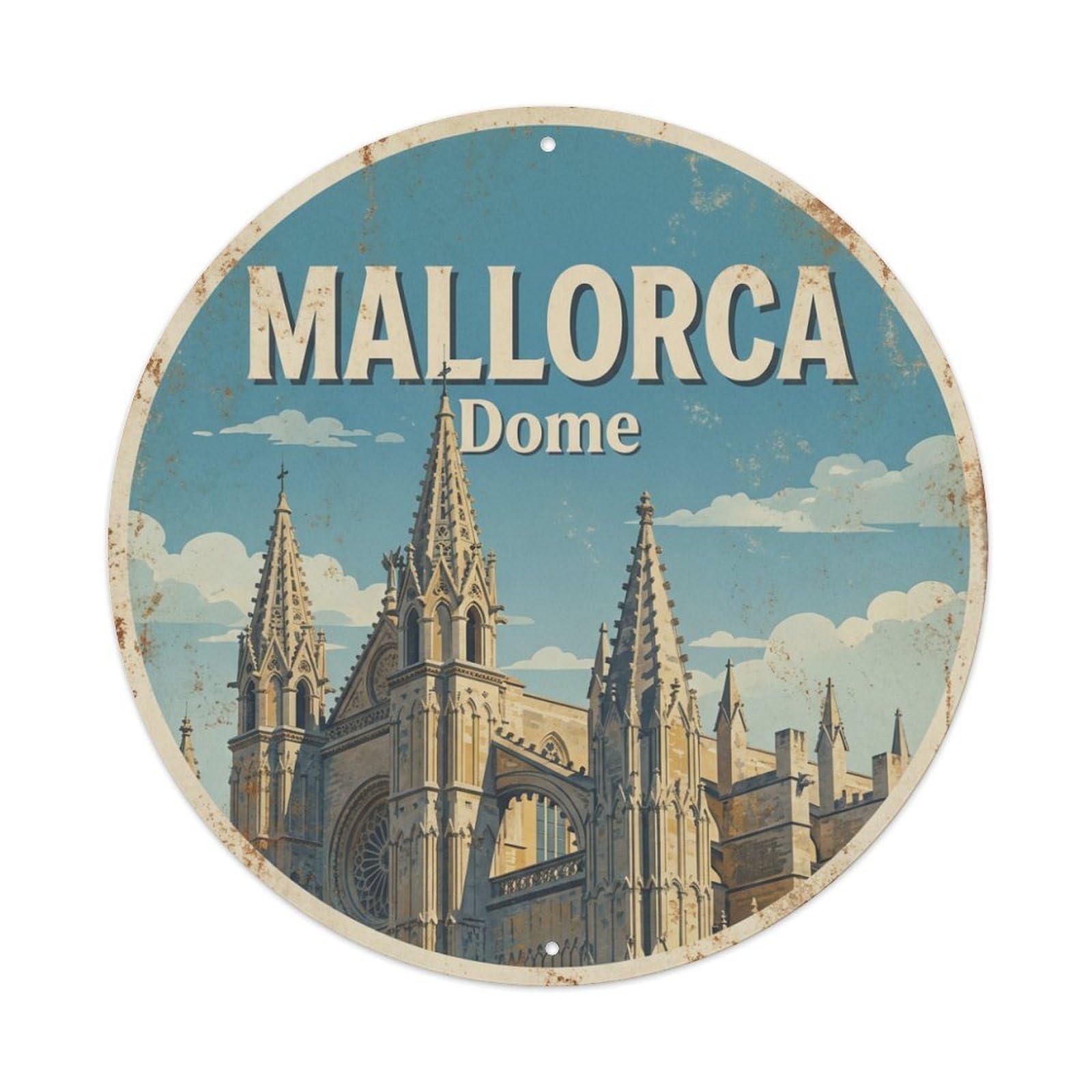 Tgrcjimh Style Metal Tin Sign Vintage Travel Mallorca Spain Spire 1