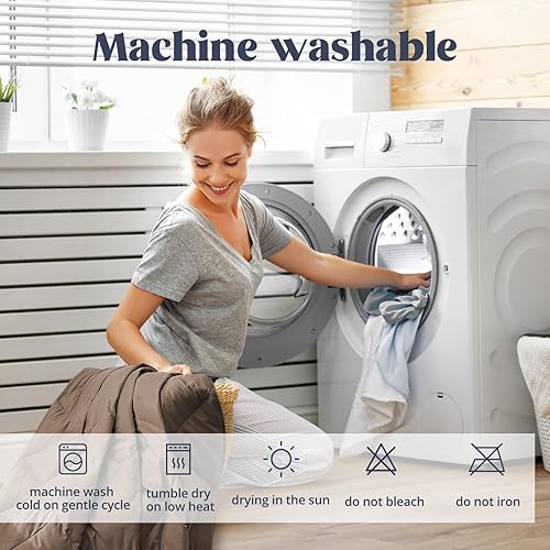 Miniatura 6 de puredown Edredón ligero de plumas de plumón, ropa de cama fina de fibra de plumón para todas las estaciones, tamaño FullQueen, funda suave, inserto